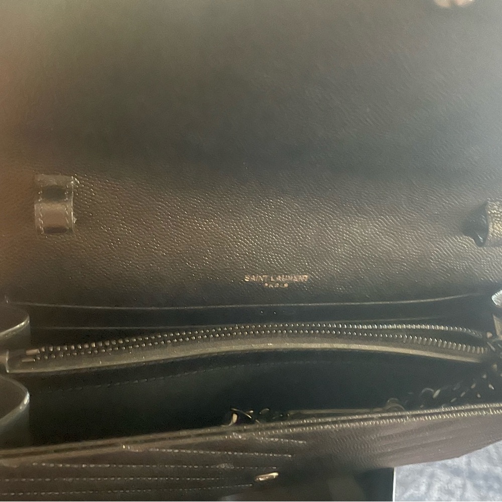 saint laurent grain de poudre matelasse chevron monogram chain wallet black - Picture 6 of 12
